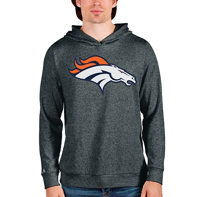 Men's Antigua Heathered Charcoal Denver Broncos Team Absolute Pullover Hoodie