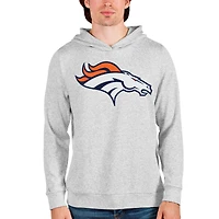 Men's Antigua Heathered Gray Denver Broncos Team Absolute Pullover Hoodie
