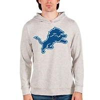 Men's Antigua Oatmeal Detroit Lions Team Absolute Pullover Hoodie