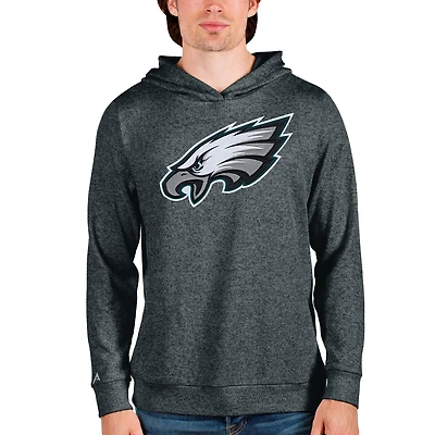 Men's Antigua Heathered Charcoal Philadelphia Eagles Team Absolute Pullover Hoodie