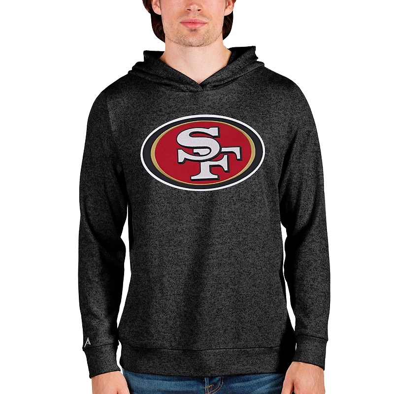 Men's Antigua Heathered Black San Francisco 49ers Team Absolute Pullover Hoodie