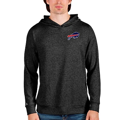 Men's Antigua Heathered Black Buffalo Bills Absolute Pullover Hoodie