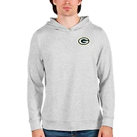Men's Antigua Heathered Gray Green Bay Packers Absolute Pullover Hoodie