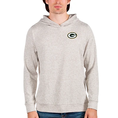 Men's Antigua Oatmeal Green Bay Packers Absolute Pullover Hoodie