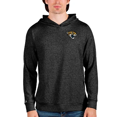 Men's Antigua Heathered Black Jacksonville Jaguars Absolute Pullover Hoodie