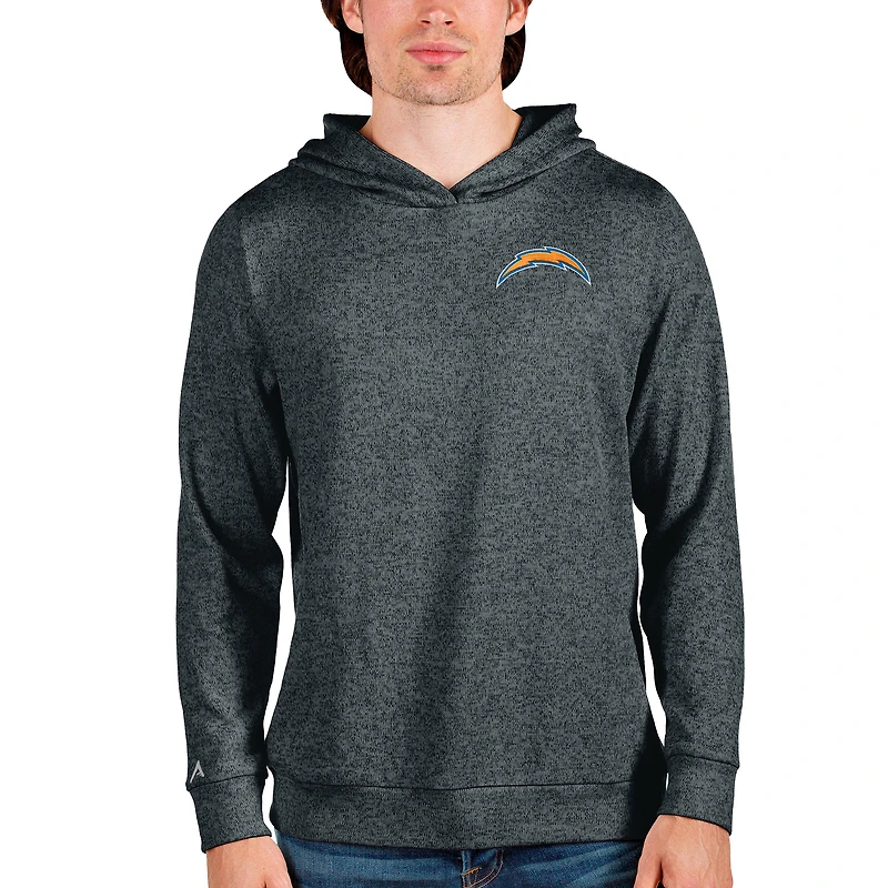 Men's Antigua Heathered Charcoal Los Angeles Chargers Absolute Pullover Hoodie