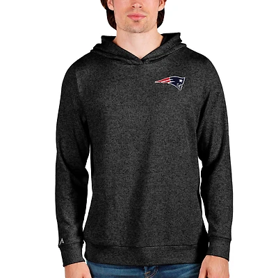 Men's Antigua Heathered Black New England Patriots Absolute Pullover Hoodie