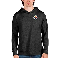 Men's Antigua Heathered Black Pittsburgh Steelers Absolute Pullover Hoodie