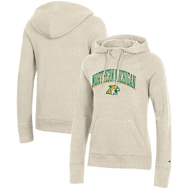 Women's Champion Oatmeal Northern Michigan Wildcats Core 2.0 Fleece Pullover Hoodie