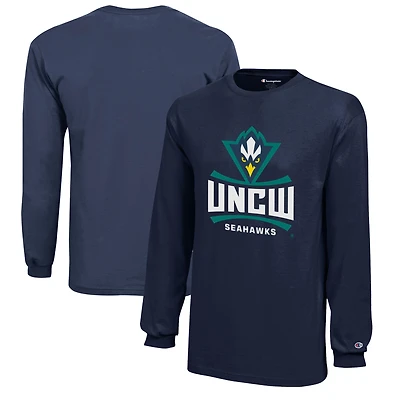 Youth Champion Navy UNC Wilmington Seahawks Jersey Long Sleeve T-Shirt