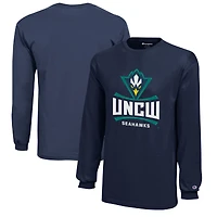 Youth Champion Navy UNC Wilmington Seahawks Jersey Long Sleeve T-Shirt