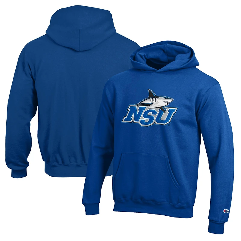 Youth Champion Blue Nova Southeastern Sharks Eco Powerblend Pullover Hoodie