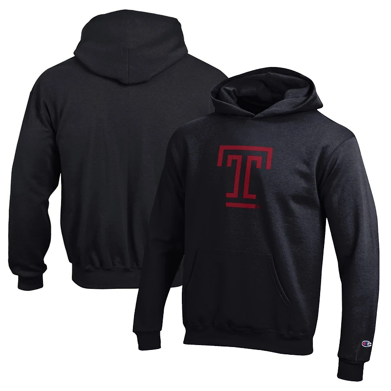 Youth Champion Black Temple Owls Eco Powerblend Pullover Hoodie