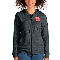 Women's Antigua Heathered Charcoal Houston Cougars Absolute Full-Zip Hoodie