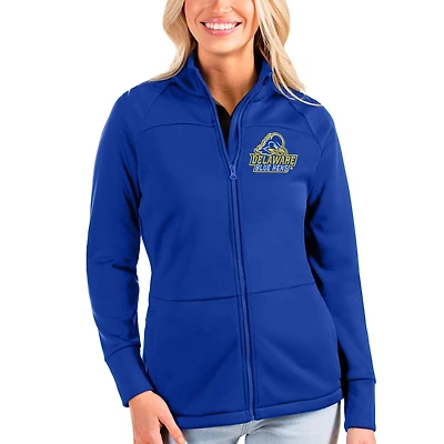 Women's Antigua Royal Delaware Fightin' Blue Hens Links Full-Zip Raglan Golf Jacket
