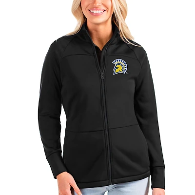 Women's Antigua Black San Jose State Spartans Links Full-Zip Golf Jacket