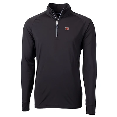 Men's Cutter & Buck Black Miami University RedHawks Big & Tall Adapt Eco Knit Quarter-Zip Pullover Jacket