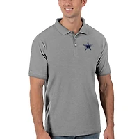 Men's Antigua Heathered Gray Dallas Cowboys Legacy Pique Polo