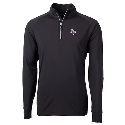 Men's Cutter & Buck Black Stephen F Austin Lumberjacks Big & Tall Adapt Eco Knit Quarter-Zip Pullover Jacket