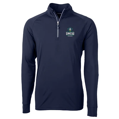 Men's Cutter & Buck Navy UNC Wilmington Seahawks Big & Tall Adapt Eco Knit Quarter-Zip Pullover Jacket