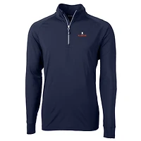 Men's Cutter & Buck Navy Illinois Fighting Illini Big & Tall Adapt Eco Knit Quarter-Zip Pullover Jacket