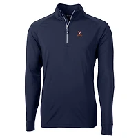 Men's Cutter & Buck Navy Virginia Cavaliers Big & Tall Adapt Eco Knit Quarter-Zip Pullover Jacket