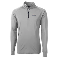 Men's Cutter & Buck Gray Illinois Fighting Illini Big & Tall Adapt Eco Knit Quarter-Zip Pullover Jacket