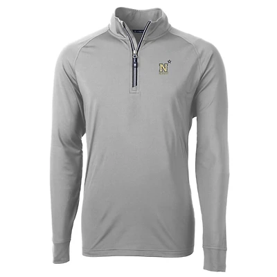 Men's Cutter & Buck Gray Navy Midshipmen Big & Tall Adapt Eco Knit Quarter-Zip Pullover Jacket