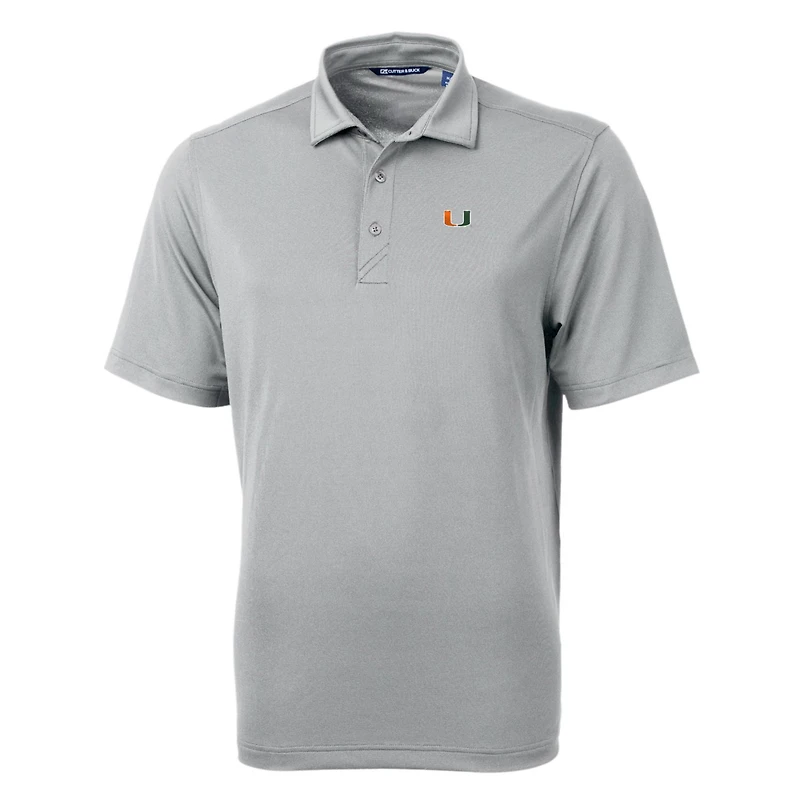Men's Cutter & Buck Gray Miami Hurricanes Big & Tall Virtue Eco Pique Recycled Polo