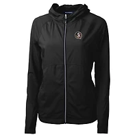Women's Cutter & Buck Black Florida State Seminoles Adapt Eco Knit Full-Zip Jacket
