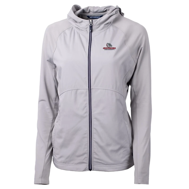 Women's Cutter & Buck Silver Gonzaga Bulldogs Adapt Eco Knit Full-Zip Jacket