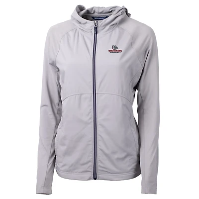 Women's Cutter & Buck Silver Gonzaga Bulldogs Adapt Eco Knit Full-Zip Jacket
