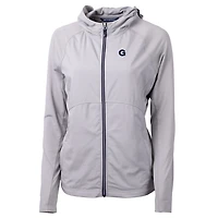 Women's Cutter & Buck Silver Georgetown Hoyas Adapt Eco Knit Full-Zip Jacket