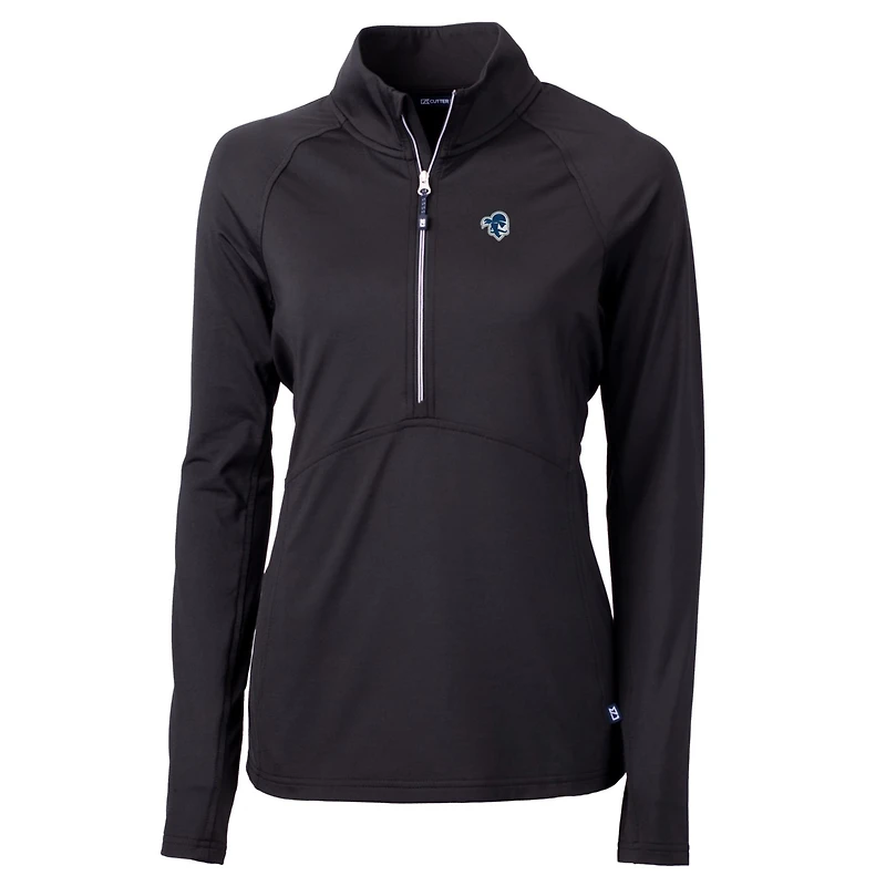 Women's Cutter & Buck Black Seton Hall Pirates Adapt Eco Knit Half-Zip Pullover Jacket