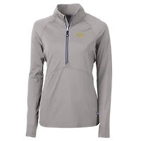 Women's Cutter & Buck Silver Georgia Tech Yellow Jackets Adapt Eco Knit Half-Zip Pullover Jacket