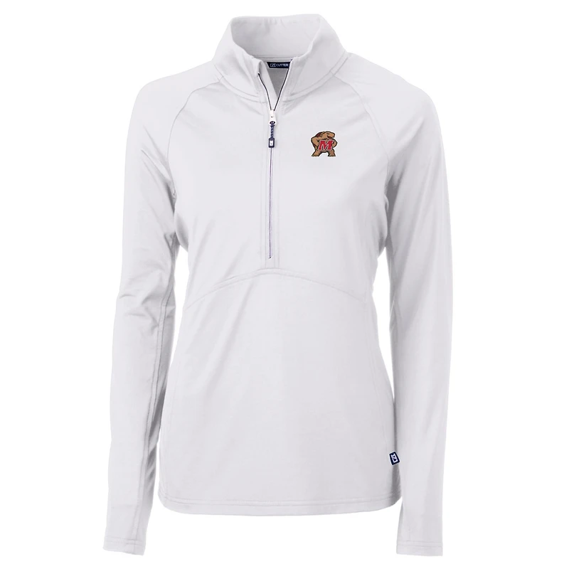 Women's Cutter & Buck White Maryland Terrapins Adapt Eco Knit Half-Zip Pullover Jacket