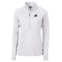 Women's Cutter & Buck White Tulane Green Wave Adapt Eco Knit Half-Zip Pullover Jacket