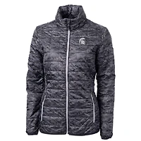 Women's Cutter & Buck Black Michigan State Spartans Eco Full-Zip Puffer Jacket