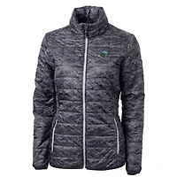 Women's Cutter & Buck Black Tulane Green Wave Eco Full-Zip Puffer Jacket