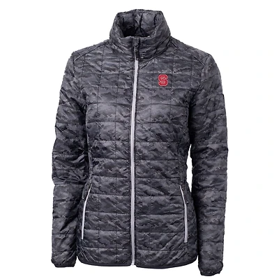 Women's Cutter & Buck Black NC State Wolfpack Eco Full-Zip Puffer Jacket