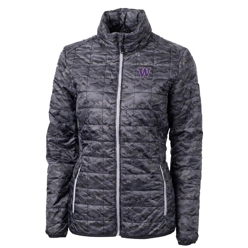 Women's Cutter & Buck Black Washington Huskies Eco Full-Zip Puffer Jacket