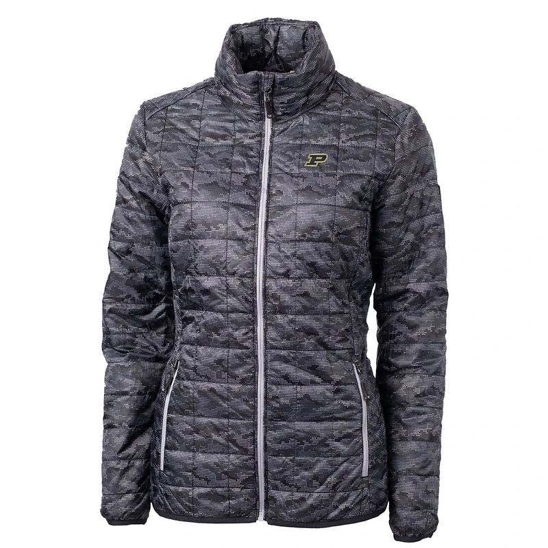 Women's Cutter & Buck Black Purdue Boilermakers Eco Full-Zip Puffer Jacket