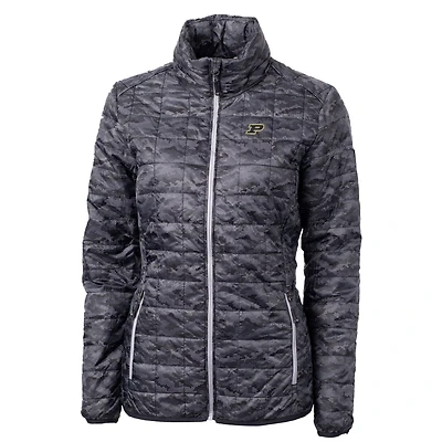 Women's Cutter & Buck Black Purdue Boilermakers Eco Full-Zip Puffer Jacket