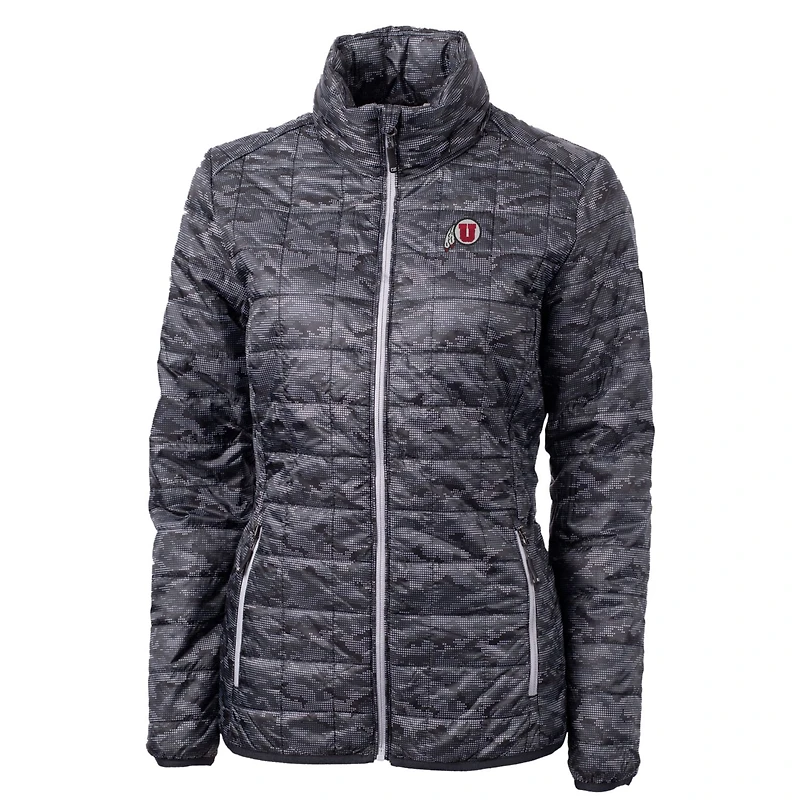 Women's Cutter & Buck Black Utah Utes Eco Full-Zip Puffer Jacket