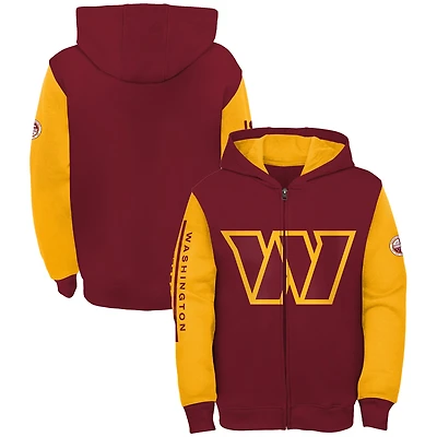 Youth Burgundy/Gold Washington Commanders Poster Board Full-Zip Hoodie