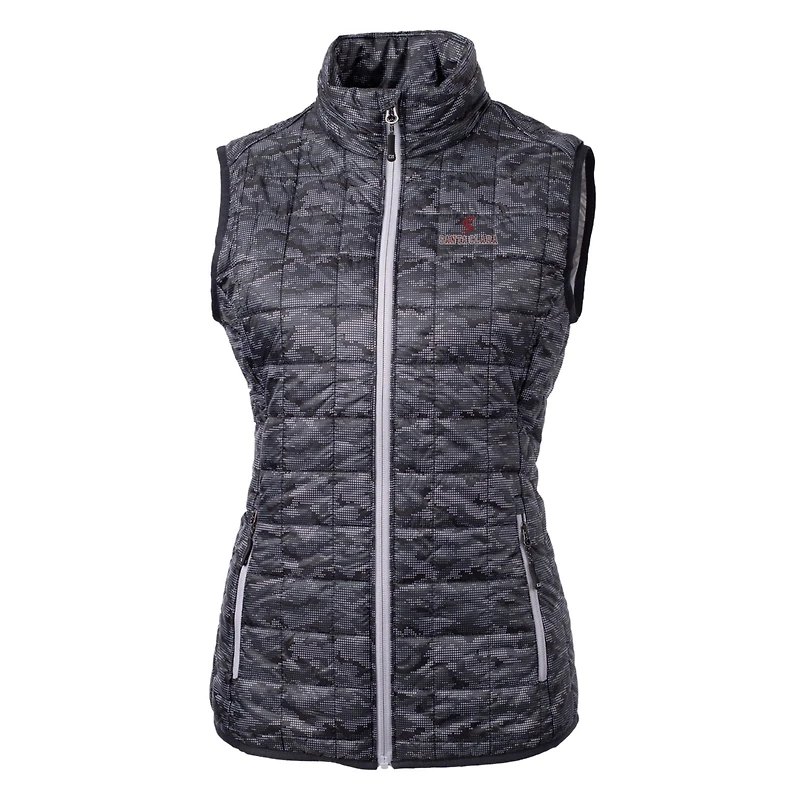 Women's Cutter & Buck Black Santa Clara Broncos Eco Full-Zip Puffer Vest
