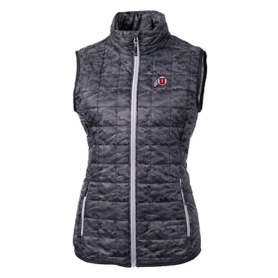 Women's Cutter & Buck Black Utah Utes Eco Full-Zip Puffer Vest