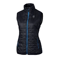Women's Cutter & Buck Navy Emory Eagles Eco Full-Zip Puffer Vest