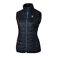 Women's Cutter & Buck Navy Navy Midshipmen Eco Full-Zip Puffer Vest