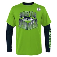 Youth Neon Green/Navy Seattle Seahawks Game Day T-Shirt Combo Set